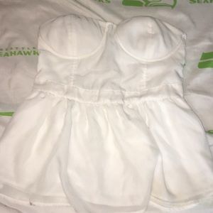 white strapless shirt
